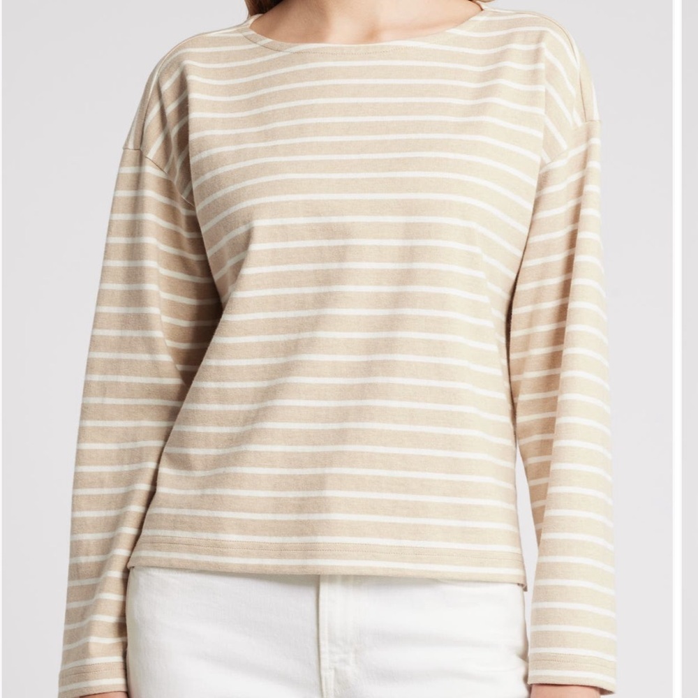 Striped Beige and White Women's Top